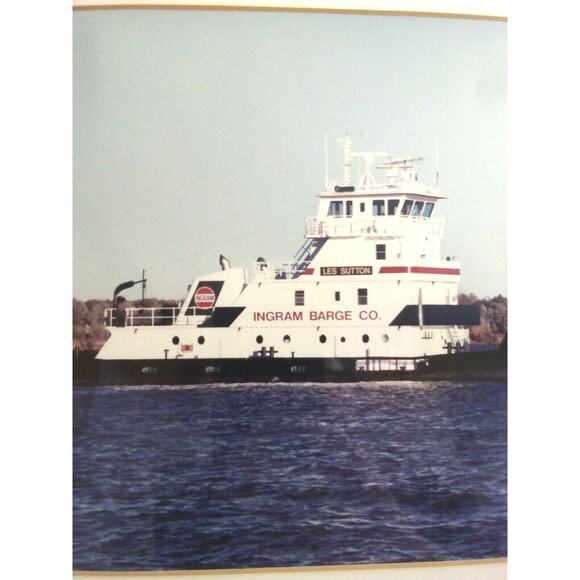 Framed Matted Photo Ingram Barge Les Sutton Barge River Mississippi - Picture 6 of 9